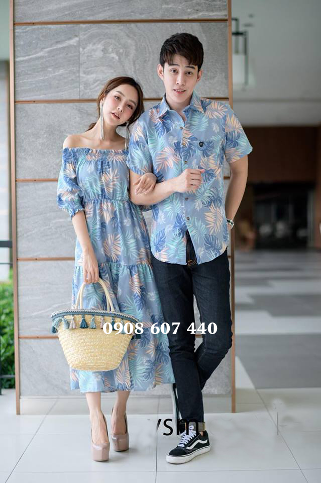 [HCM]Áo váy hoa đôi (giá gồm váy nữ + somi nam)