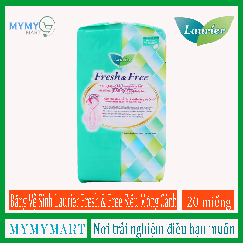 [HCM]Băng Vệ Sinh Laurier Fresh & Free Siêu Mỏng Cánh - 20 Miếng