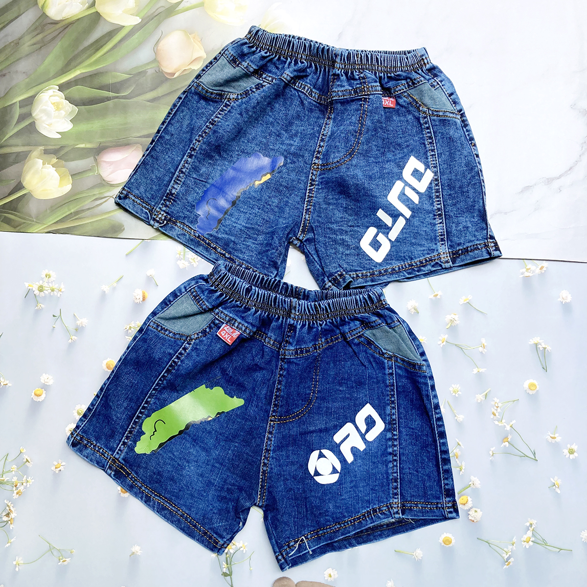 Girl shorts 30kg to 35kg soft jeans shorts-sizetrung