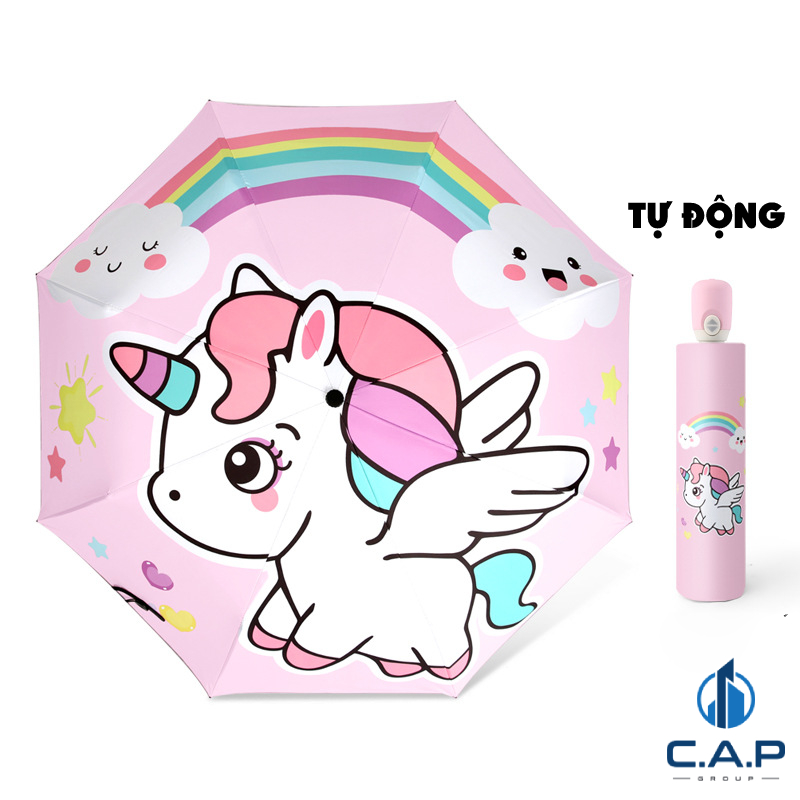 Ô dù che mưa nắng cho trẻ em bé gái bé trai gấp gọn mini có HÌNH THÚ siêu nhẹ chống tia UV có phản quang 2 loại TỰ ĐỘNG và THỦ CÔNG