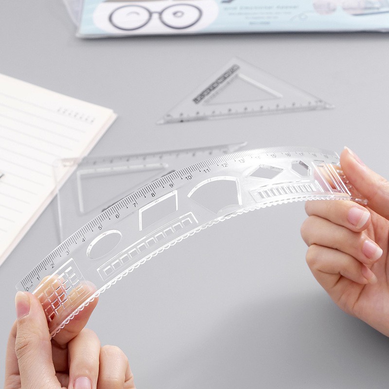 Bộ thước kẻ, Bộ eke 15cm, đo độ (thước bộ học sinh)