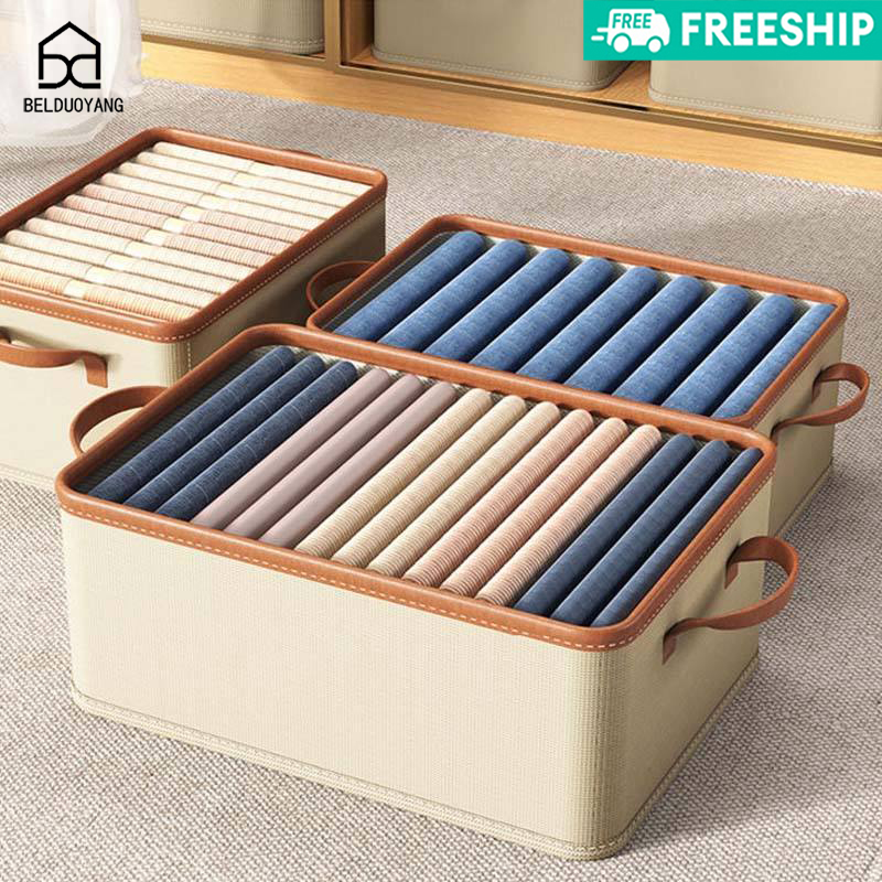 Clothes storage box foldable fabric storage box home wardrobe drawer type clothing storage