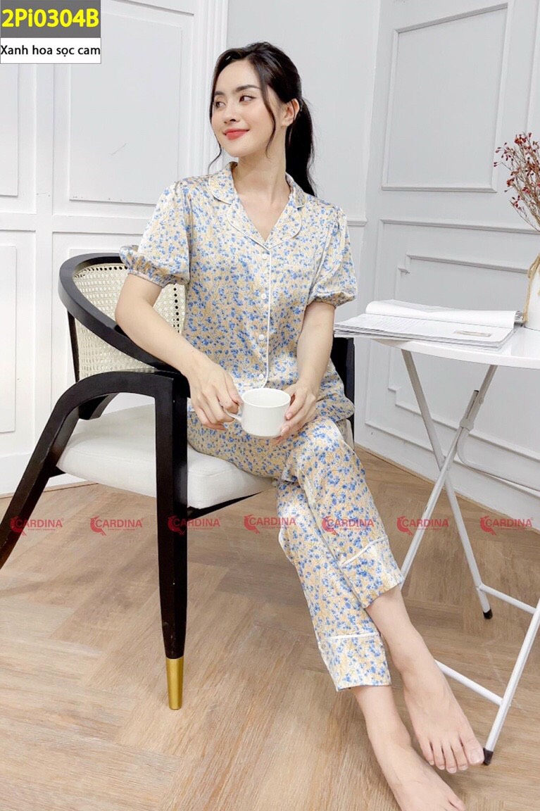 mã 2Pi03 - Pijama lụa tay phồng Cardina