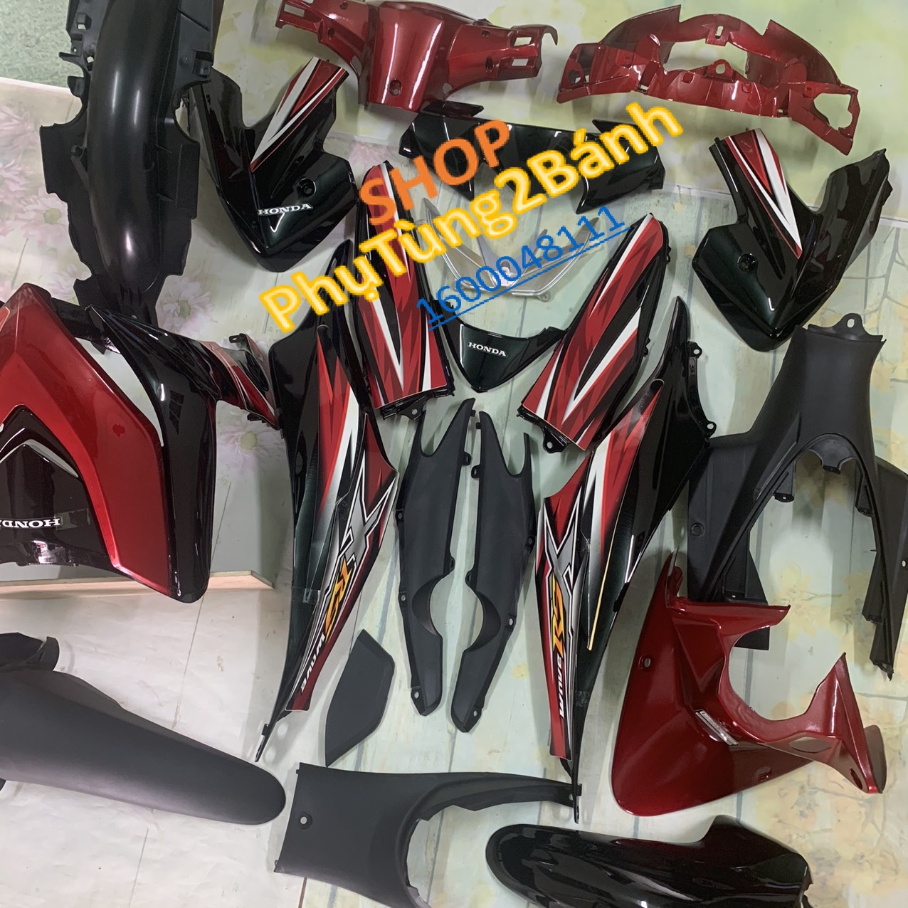( TẶNG TEM ) Bộ Dàn áo xe Wave RSX 110 đời 2009 đến 2011 màu Đen Đỏ - nhựa trắng nguyên sinh LOẠI ĐẸP lắp KHÍT