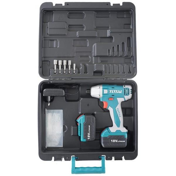 Máy vặn siết vít dùng Pin Total TIDLI228181 18V (2 Pin + 13 phụ kiện kèm theo)