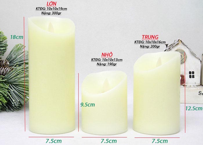 Nến điện tử trang trí đèn Led hiệu ứng bập bùng