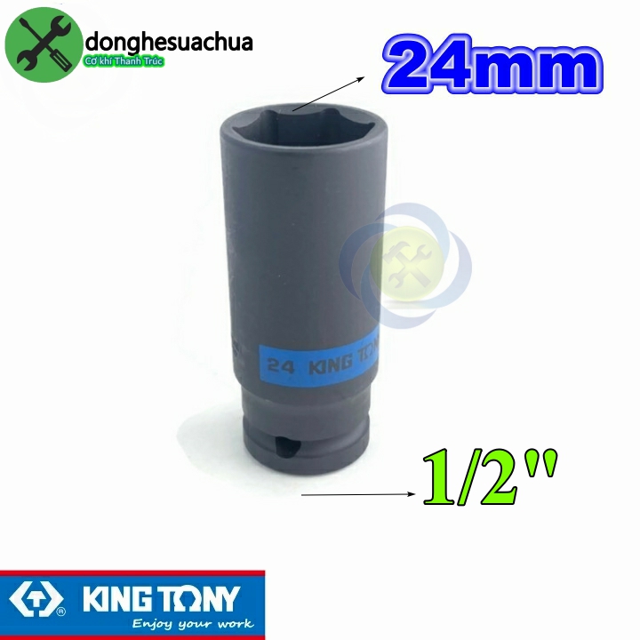 Tuýp 24mm 1/2 kingtony 493524m loại dài 6 cạnh màu đen