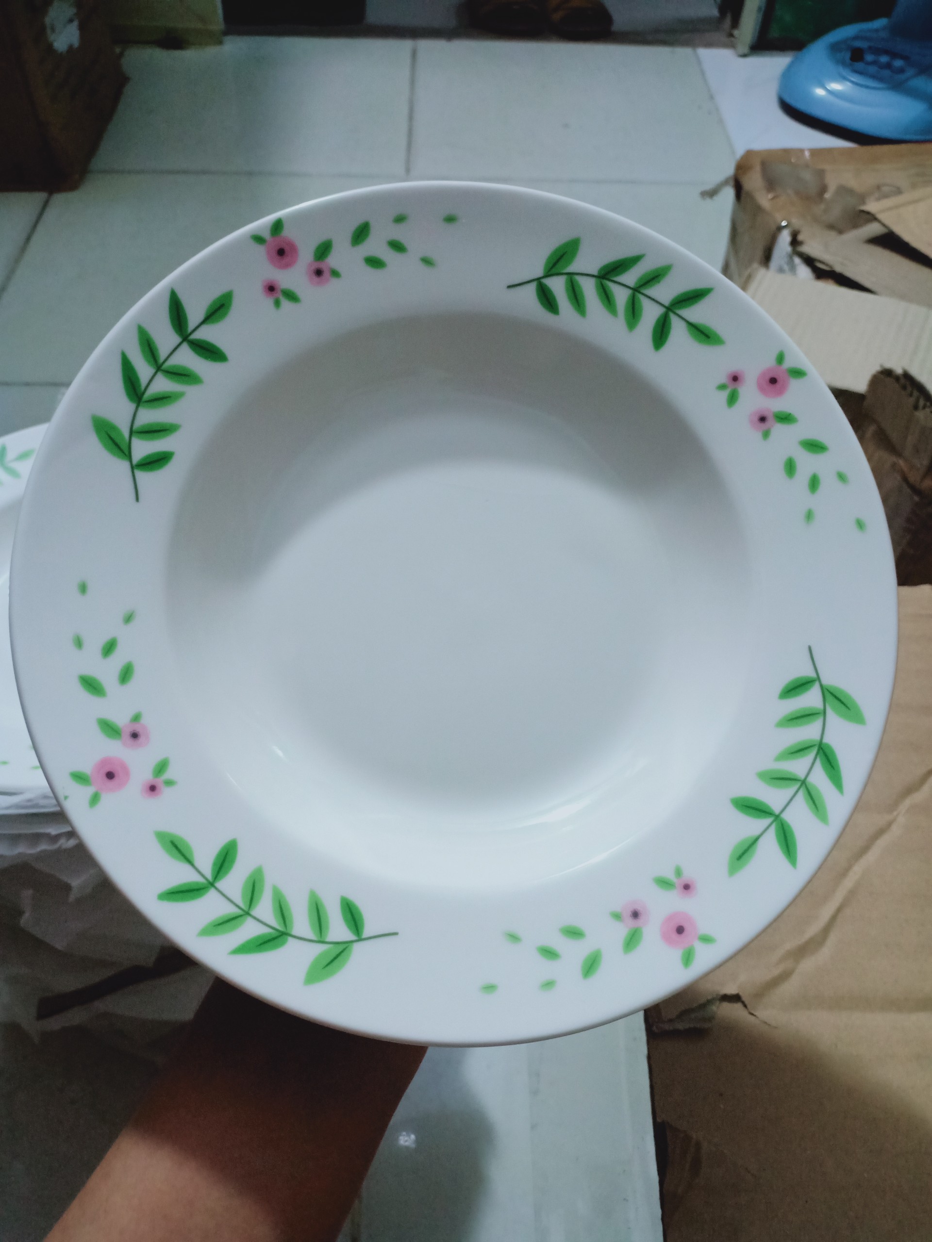 Combo 6 dĩa sứ cao cấp in hình viền hoa lá