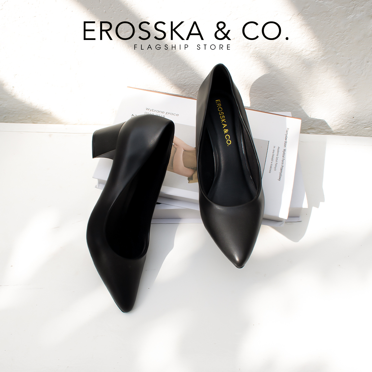 Giày cao gót Erosska mũi nhọn kiểu dáng cơ bản cao 5cm màu xám - EP011