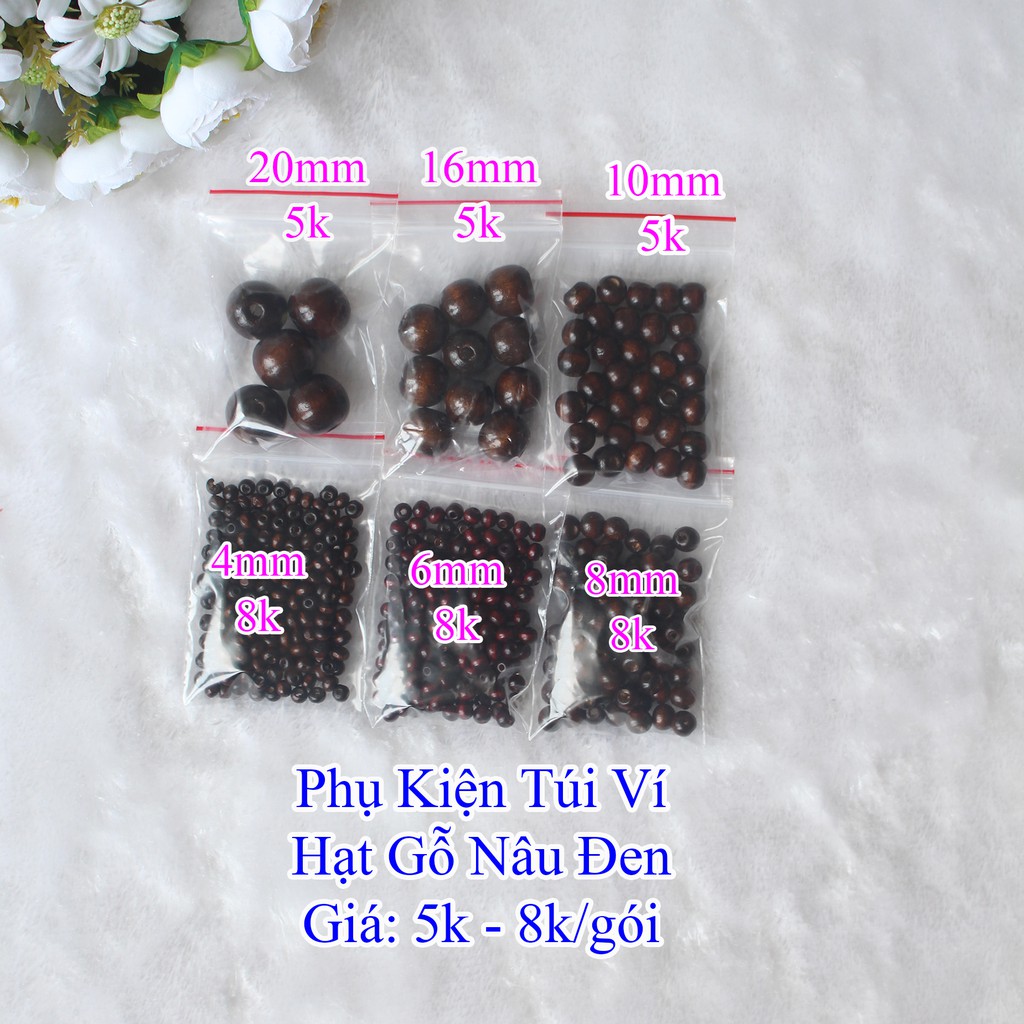 Hạt gỗ nâu đen làm đồ handmade