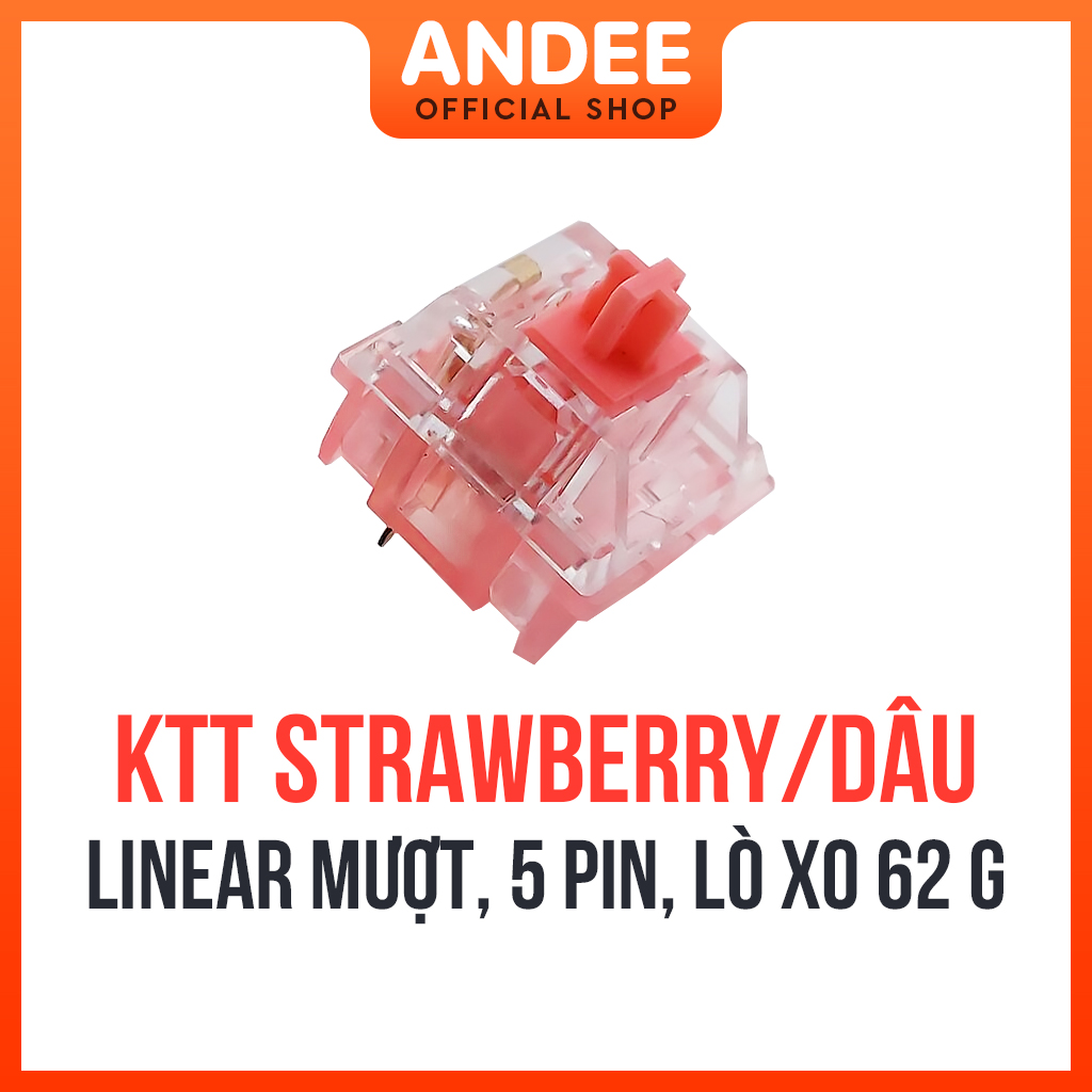 KTT Strawberry Dâu switch bán lẻ công tắc phím cơ tuyến tính lò xo 62g có lube sẵn siêu mượt