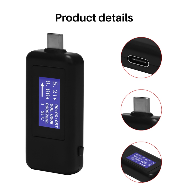 KEWEISI Type-C Usb Meter Tester Power Meter Usb Multimeter Voltage And Current Tester 0-5.1A 4-30V Usb Power Tester Tester Display Capacity Voltage Current Detector
