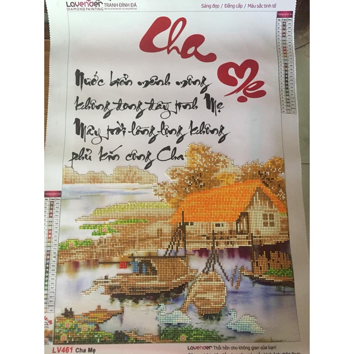 Tranh đính đá Cha Mẹ LV461 (70x50cm)- chưa đính đá