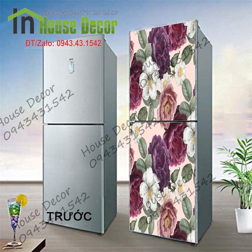 Decal dán trang trí tủ lạnh hoa hồng - TL84