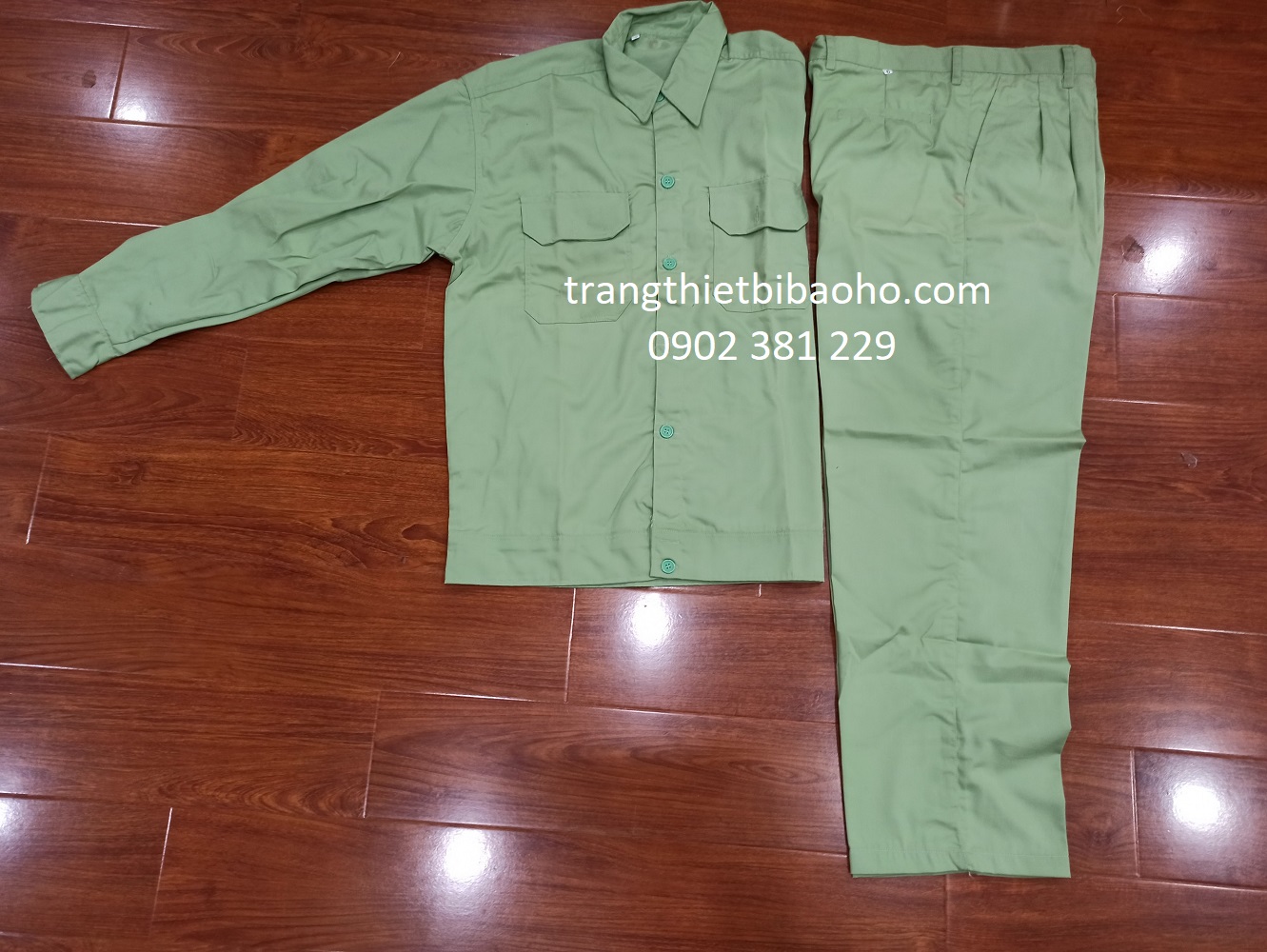 Quần áo bảo hộ, quần áo công nhân vải si màu xanh đậu