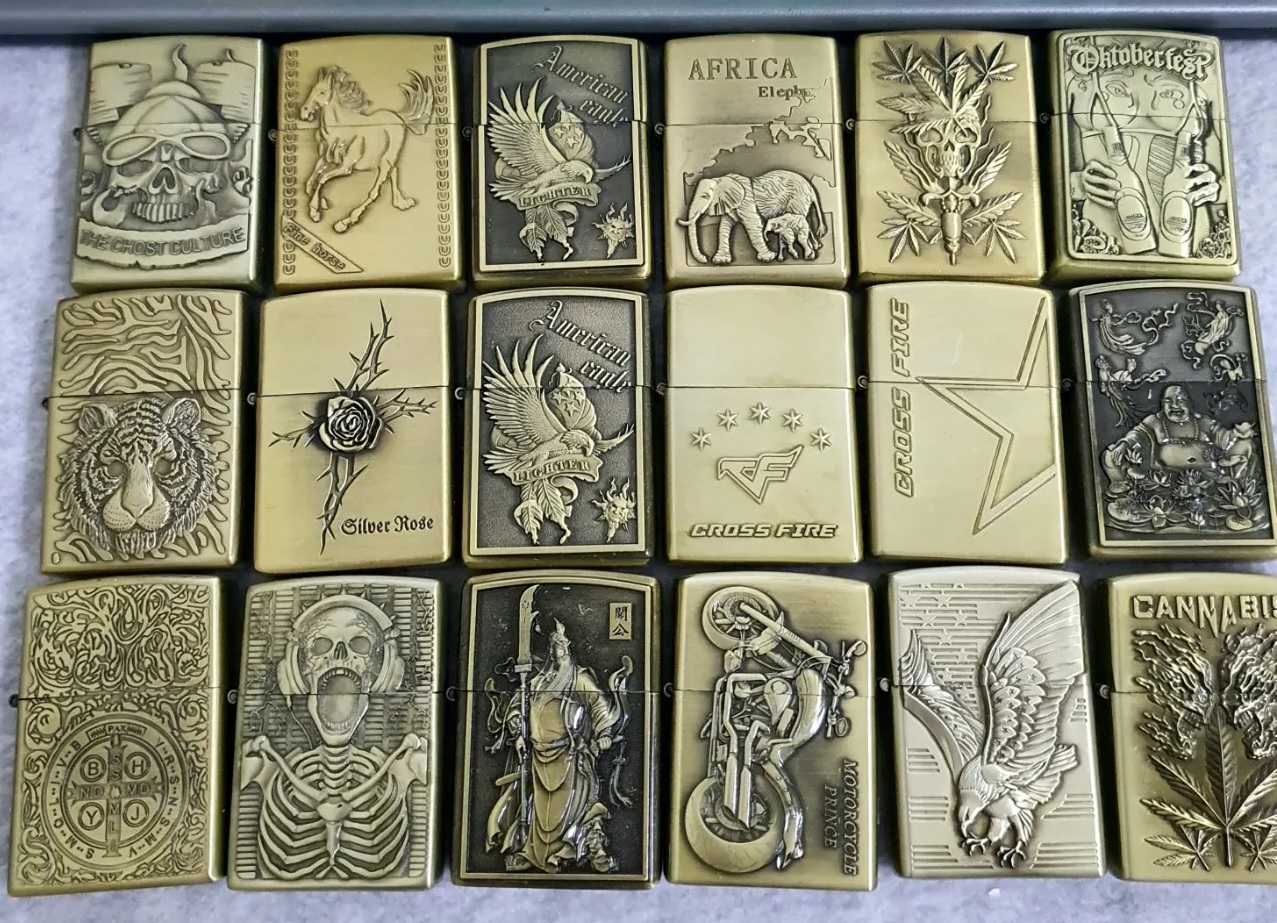Bật Lửa Xăng Đá Zippo Sưu Tầm Vàng Đồng (Nhiều Mẫu)