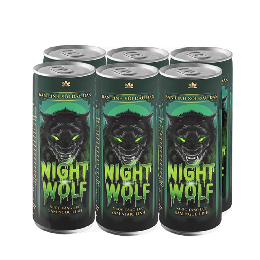 Nước Tăng Lực NightWolf Sâm Ngọc Linh Thùng 24 Lon (320Ml/Lon)