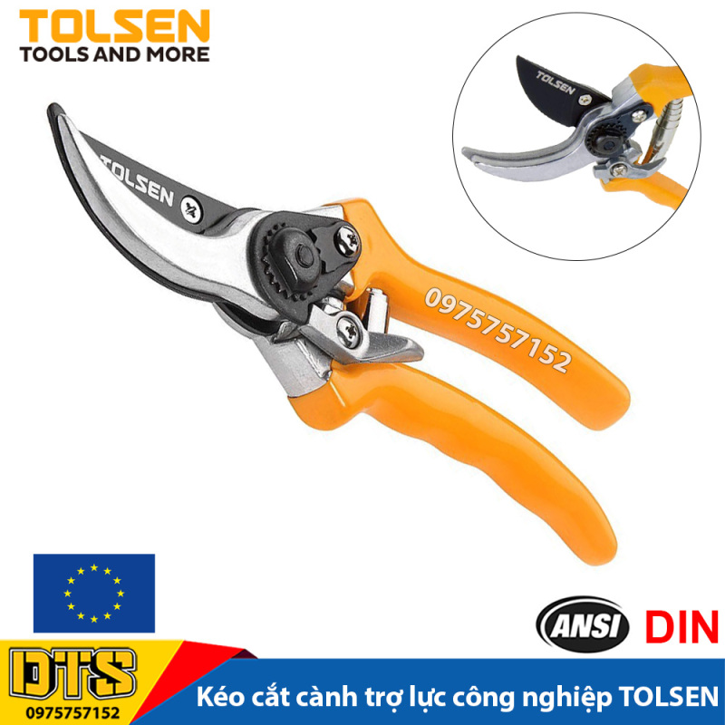 Kéo cắt cành trợ lực công nghiệp TOLSEN 200mm, lưỡi thép SK5 siêu sắc, kéo làm vườn chuyên nghiệp, thiết kế ưu việt chỉnh độ rộng miệng kéo - Tiêu chuẩn xuất khẩu Châu Âu