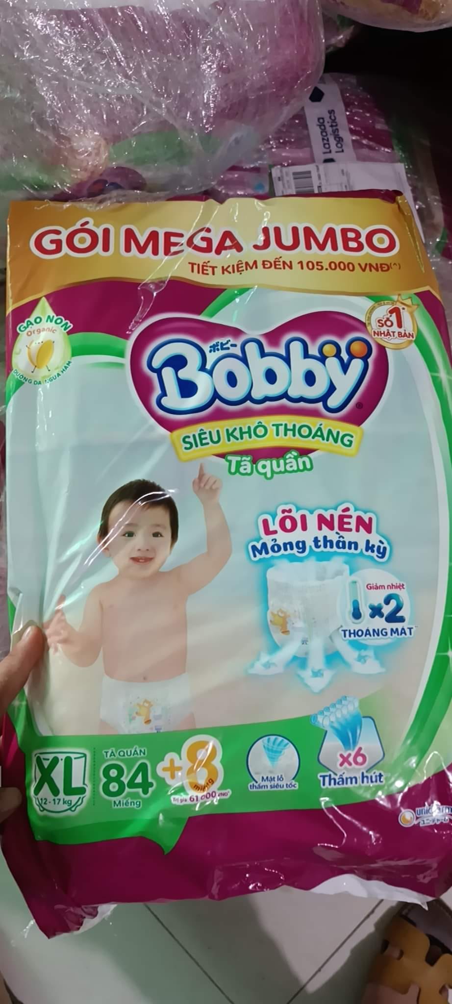 { TẶNG 8MIẾNG} TÃ quần bobby mega jumbo XL84 mẫu mới nhất