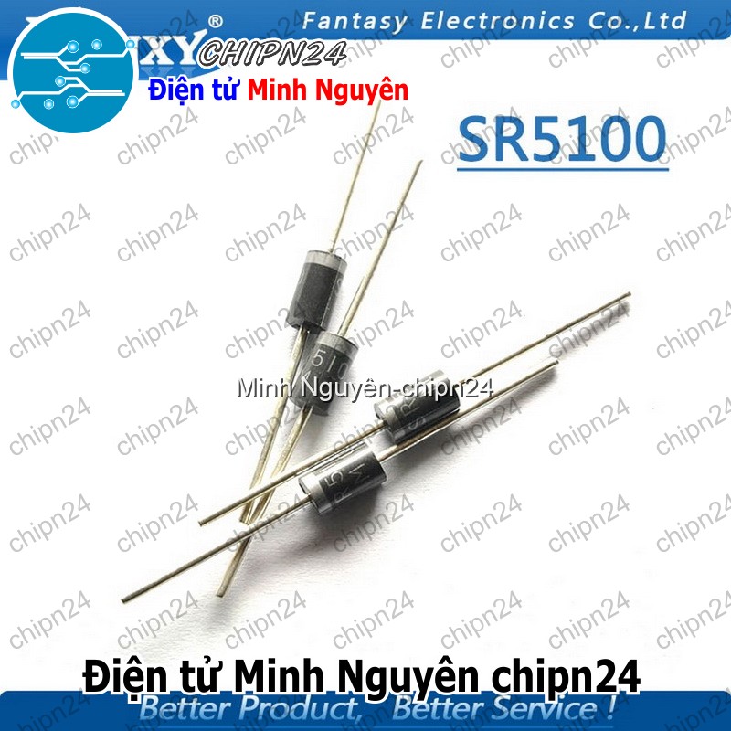 [5 con] (K472) Diode SR5100 DIP DO-27 5A 100V (SR 5100) [Diode Schottky] - HH004395