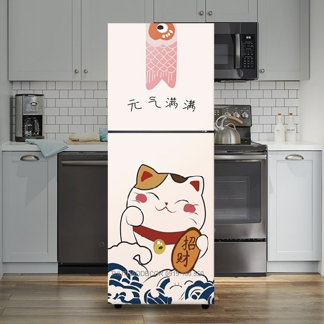 [HCM]Giấy Decal Dán Tủ Lạnh MÈO THẦN TÀI (NHẠT) - THUTHAODECOR