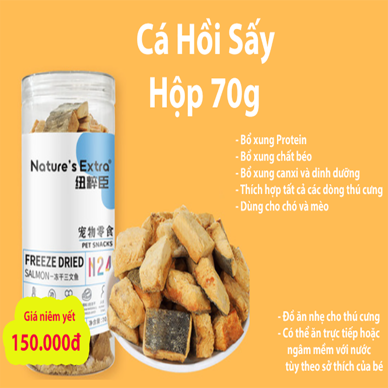 Thức ăn cá hồi sấy ca cấp dành cho chó mèo