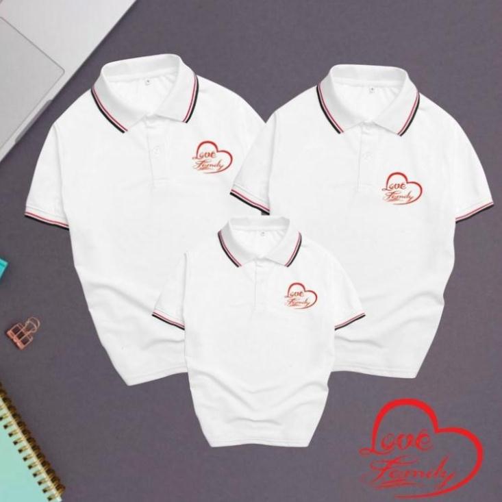 Áo thun nam nữ gia đình polo có cổ chất poly thái 4 chiều đủ size cho các thành viên gia đình từ 8 -100kg - love family