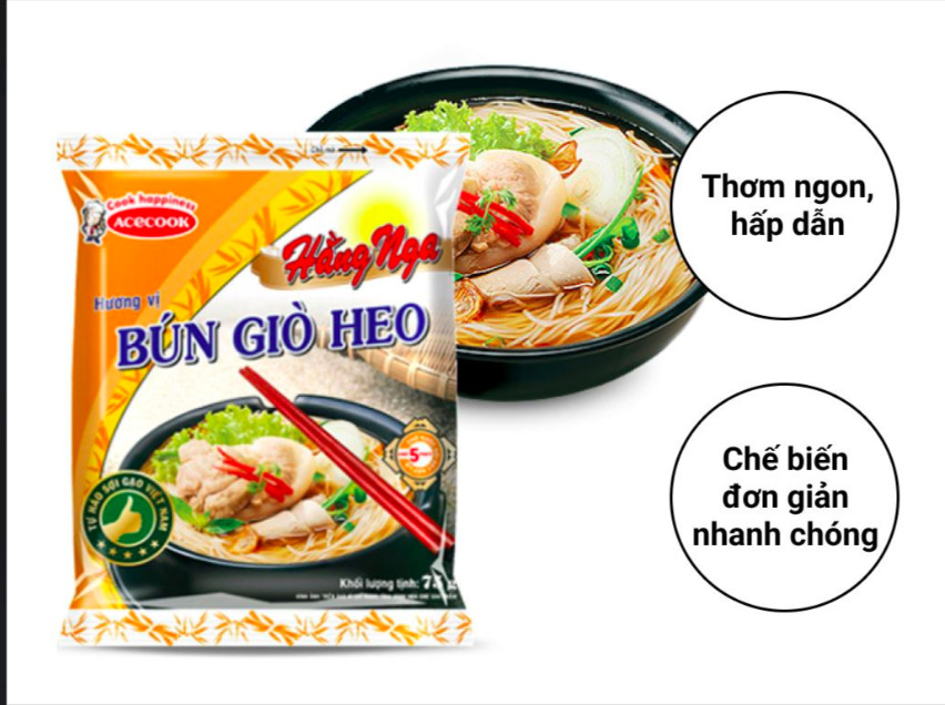 ( Thùng 30 gói ) Bún Giò Heo Hằng Nga 75g