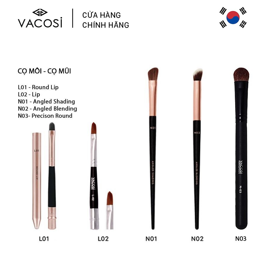 Vacosi Cọ Môi Lông Dài Round Lip Brush L01