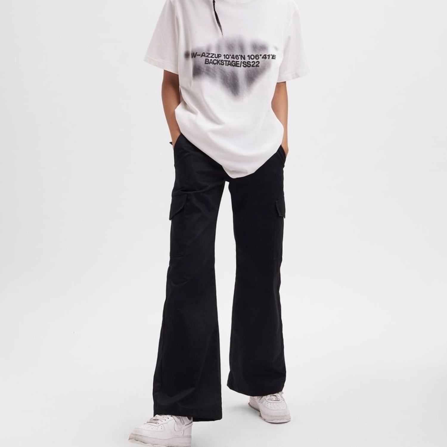 Quần ống suông có túi BACKSTAGE88 Black Chillax Pocket Leg Pants