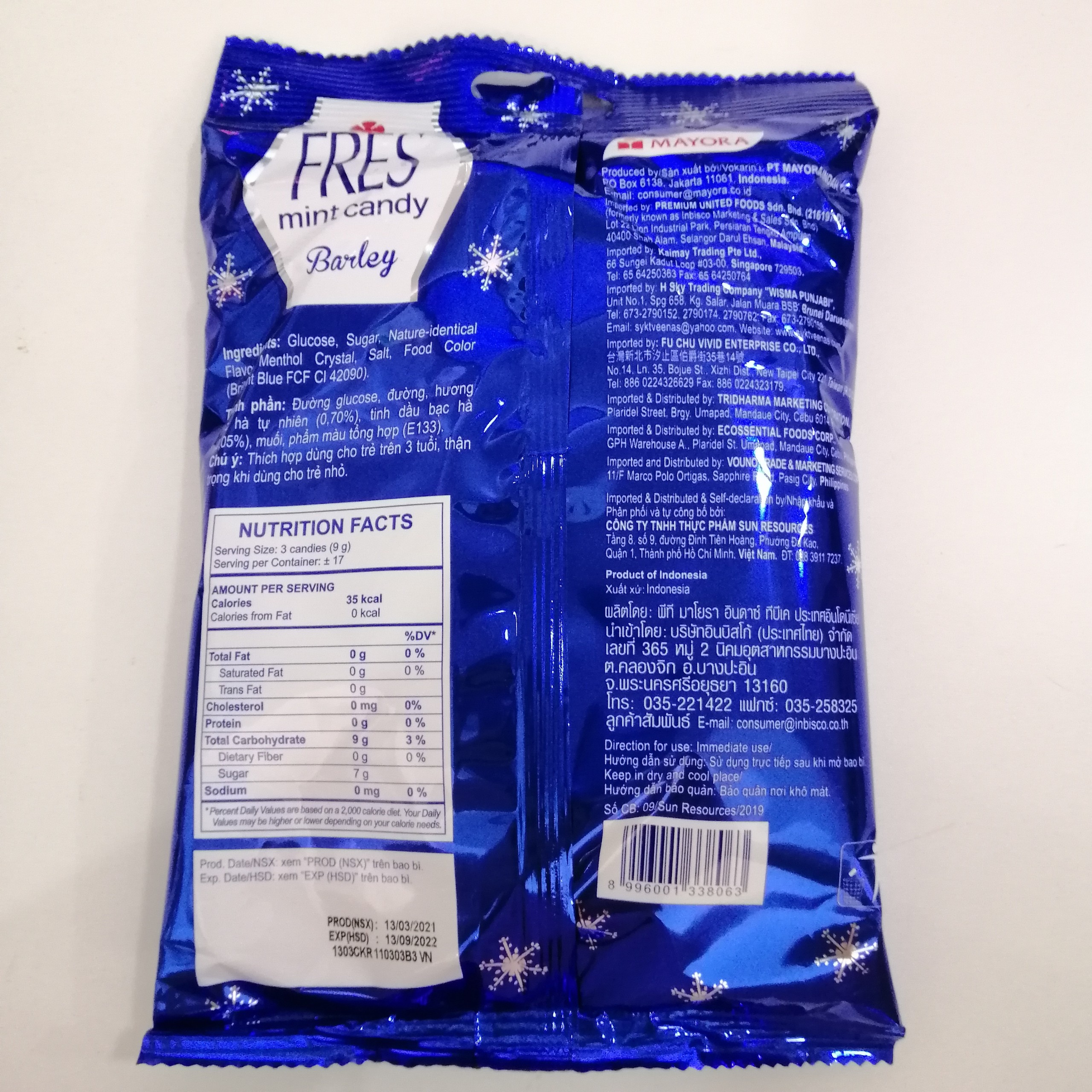Kẹo The Bạc Hà Lúa Mạch Fres Barley Mint Candy (Gói 150g)