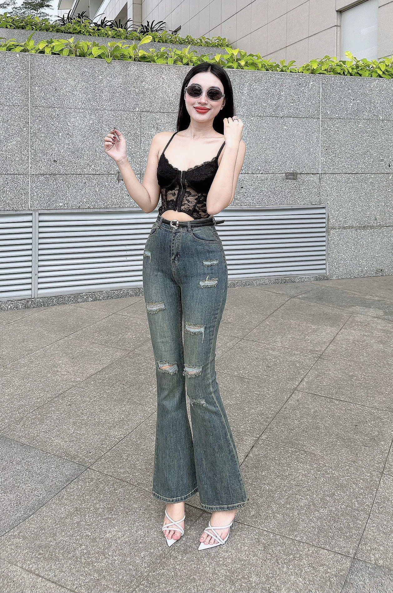 [HCM]Quần Jeans Nữ ỐNg Loe Dài Lưng Cao Co Giãn
