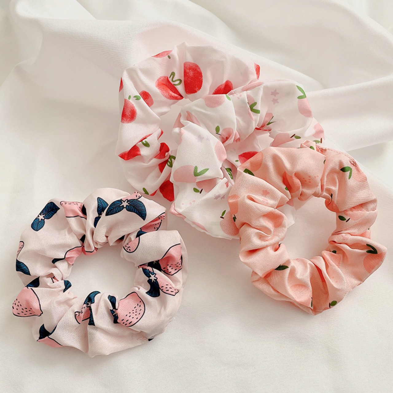 Dây buộc tóc vải, cột tóc scrunchies dễ thương