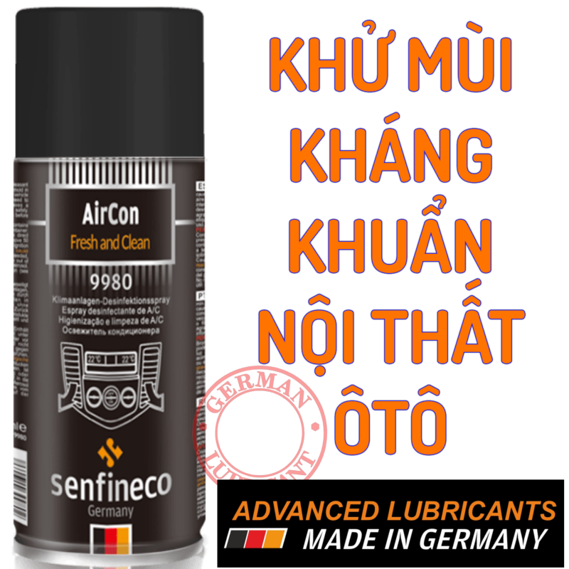 Chai khử mùi kháng khuẩn nội thất ôtô Senfineco AirCon Fresh and Clean
