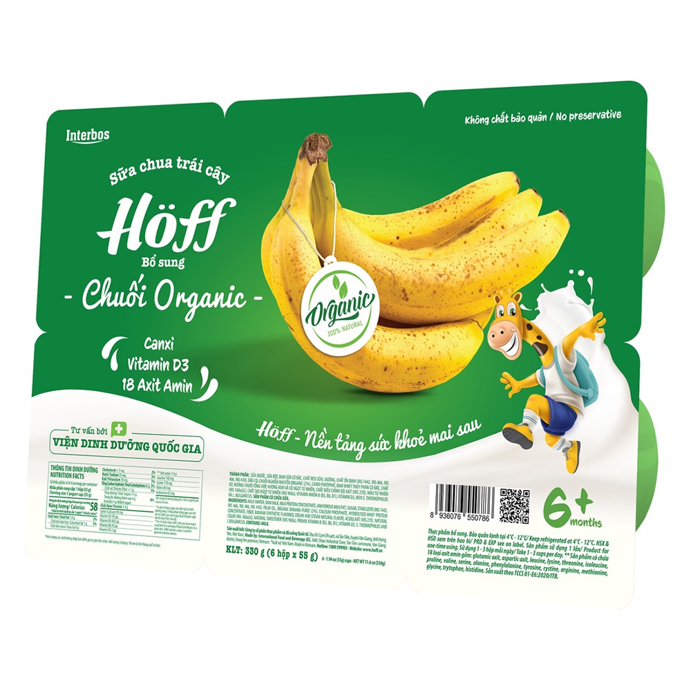 Hoff - sữa chua organic hương dâu chuối