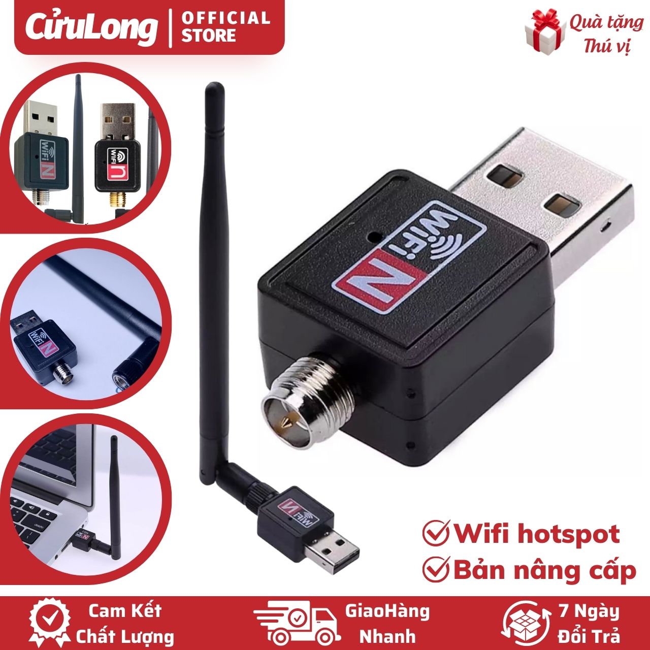 USB Thu Phát Wifi 600Mbps Cho PC Máy Tính Bàn Laptop, Tốc Độ Cao USB card mạng không dây gắn ngoài Cửu Long shop