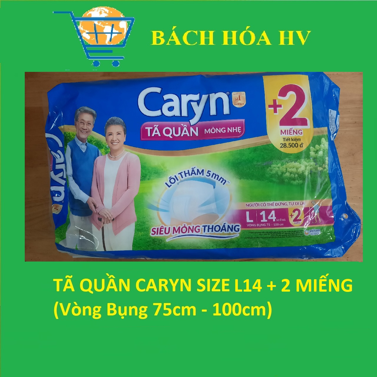 Tã Quần Caryn (M16, L14, XL12) + 2 miếng - BACH HOA HV