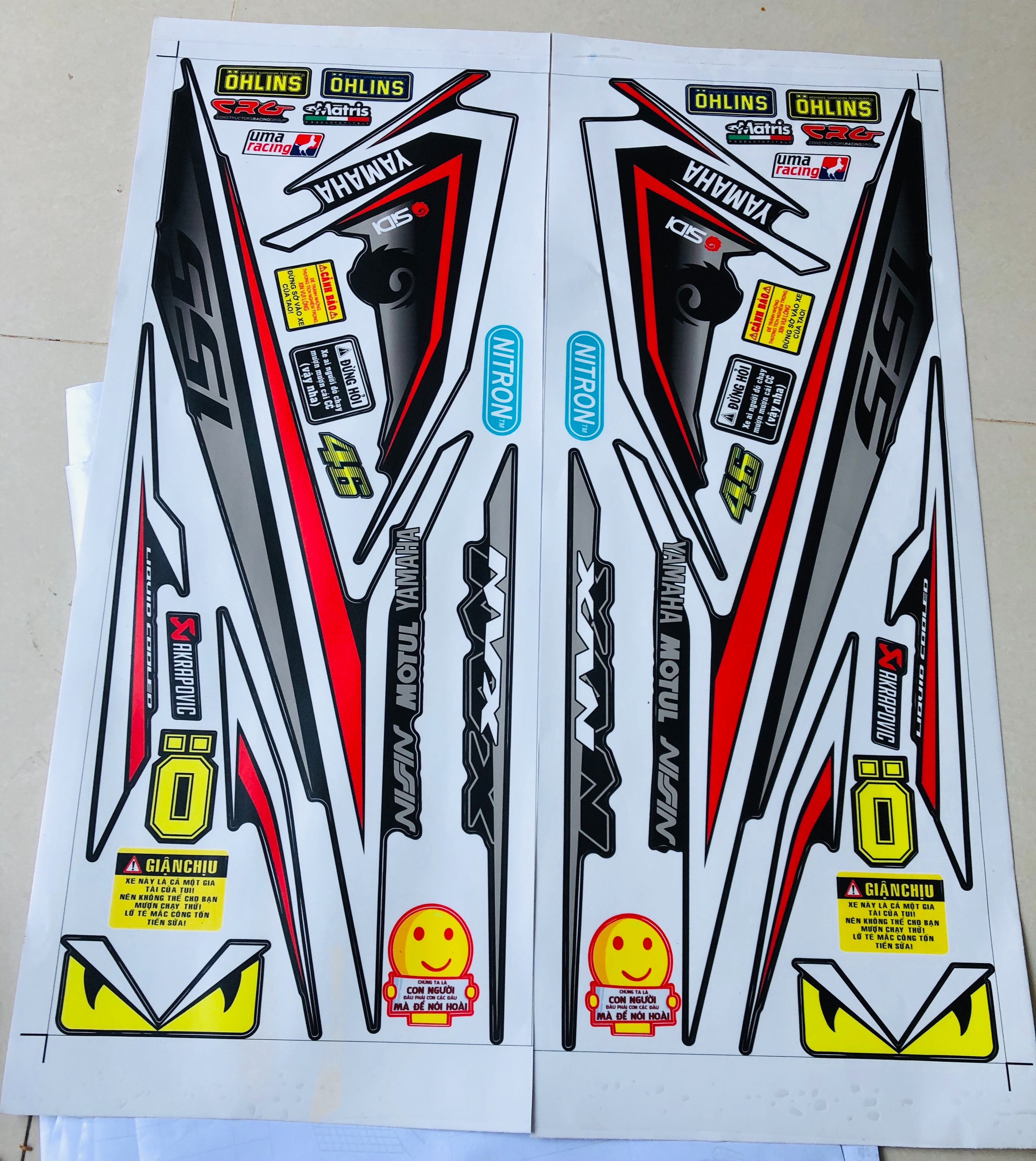 Tem rời NVX 150 dán xe đen