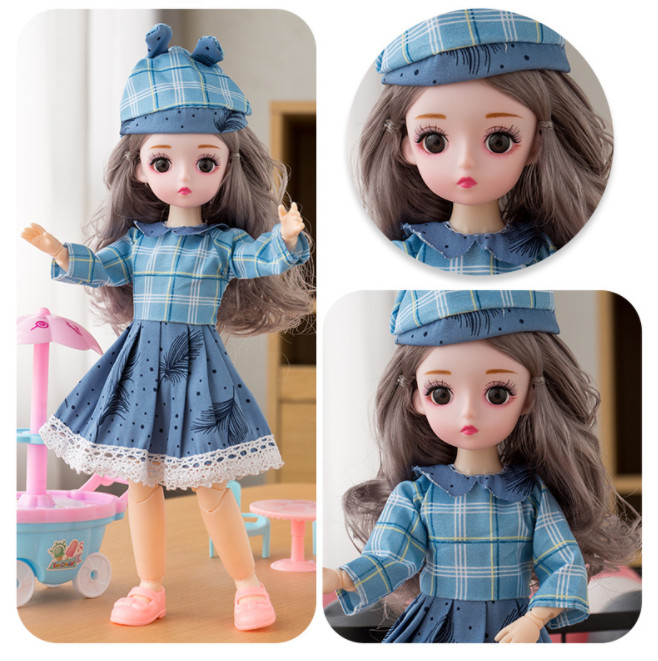 Búp bê mắt 3d baboliy cao 30cm 12 khớp với những set váy xinh xắn dễ thương