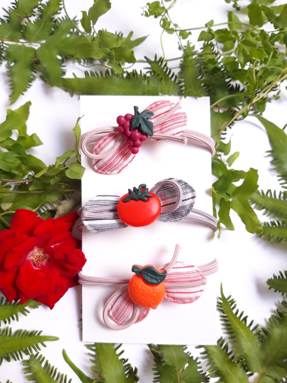 Set of 3 Super Sturdy 4-Season Fruit Hair Ties.