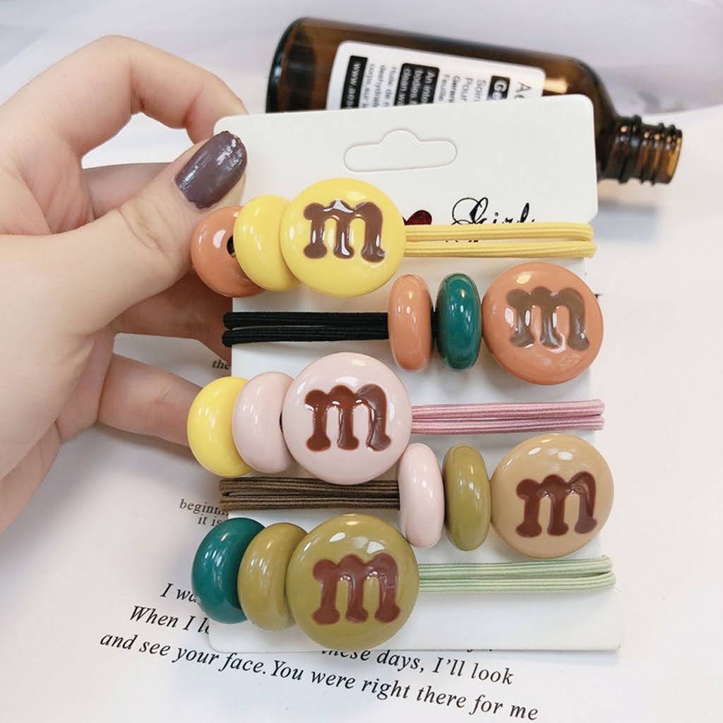Dây Thun Buộc tóc hình kẹo socola chữ M cute