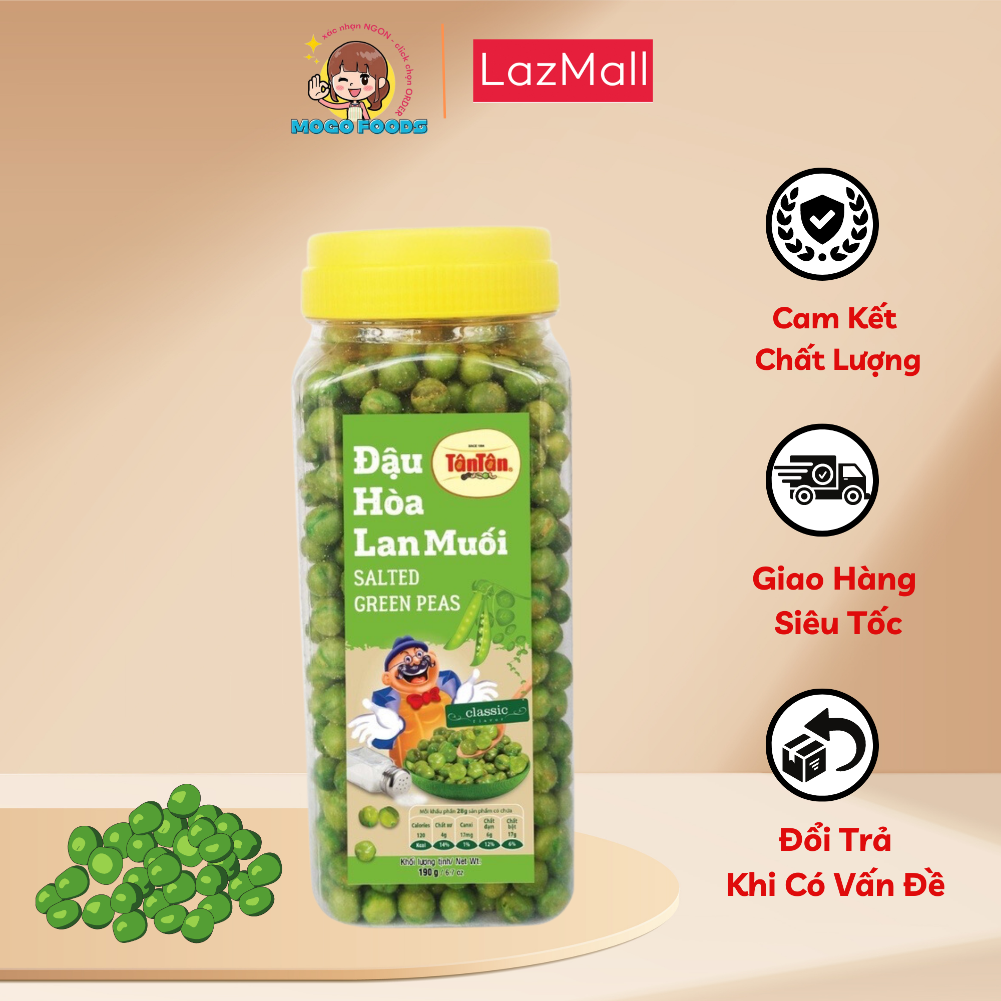 Đậu Hòa Lan Muối Tân Tân hũ 190g