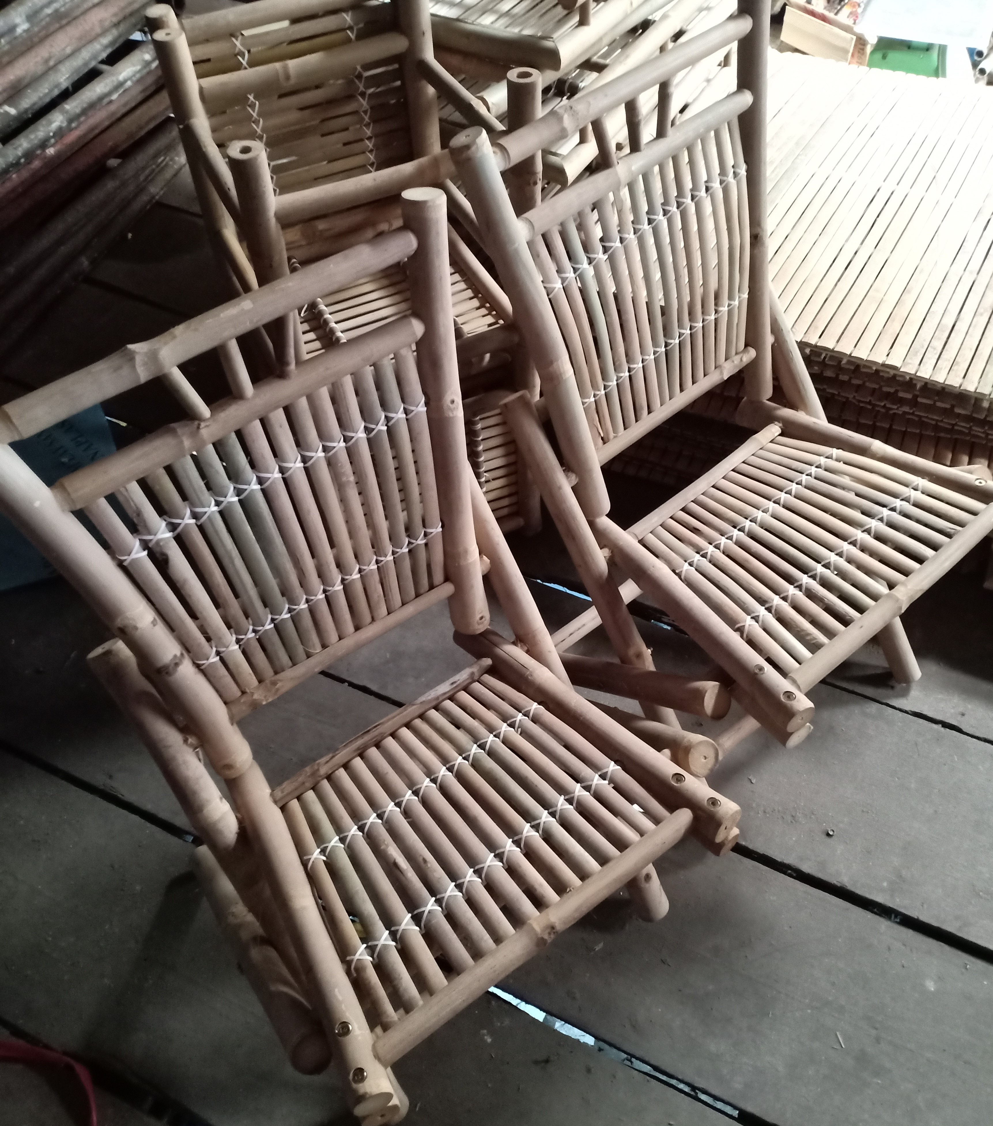ghế tre xếp gọn, ghế xếp tre có tựa 36cm.