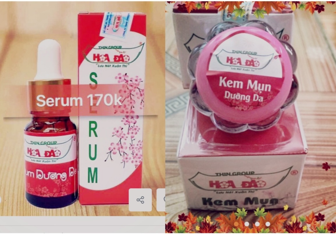 [HCM]COMBO HOA ĐÀO Mụn Dưỡng Trắng Da (Serum + Kem Mụn Hoa Đào) - Thingroup