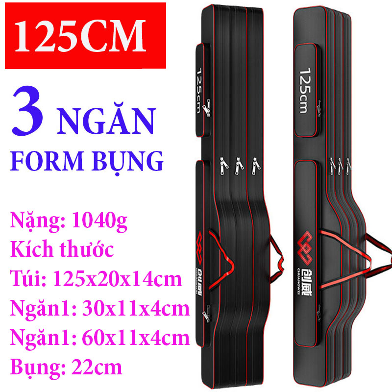 TÚI ĐỰNG CẦN CÂU cá 80cm 1m25 2 ngăn 3 ngăn Túi đựng đồ câu cần câu tay bao đựng cần câu phụ kiện câu cá Duli