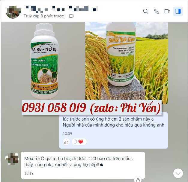 PHÂN BÓN SIÊU VÔ GẠO (CHAI 500ML) - giúp lúa trổ thoát đồng, vô gạo nhanh