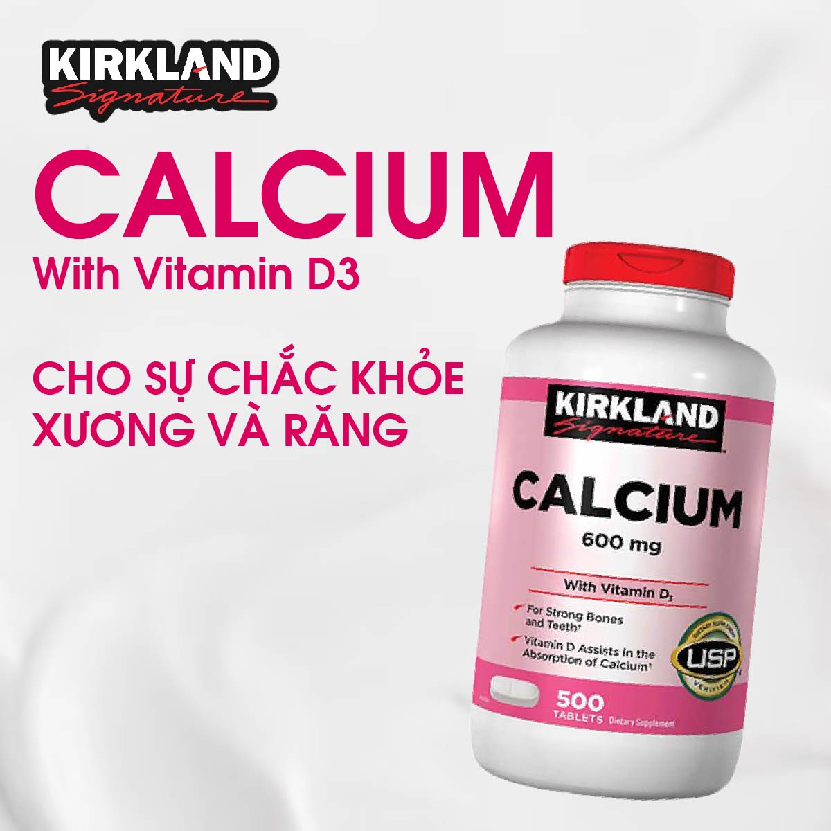 Viên Uống Hỗ Trợ Bổ Sung Calcium + D3 Của Kirkland 500 viên giúp chắc khỏe xương của Mỹ