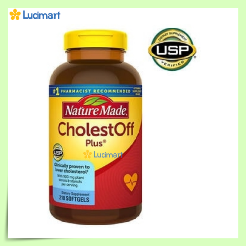[HCM]Viên uống CholestOFF Plus giảm Cholesterol Nature Made 210 viên (hàng Mỹ hạn dùng 2023) nhập khẩu