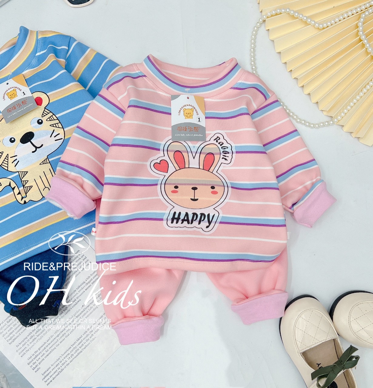 Bộ nỉ sọc hình thú cho bé 5-15kg