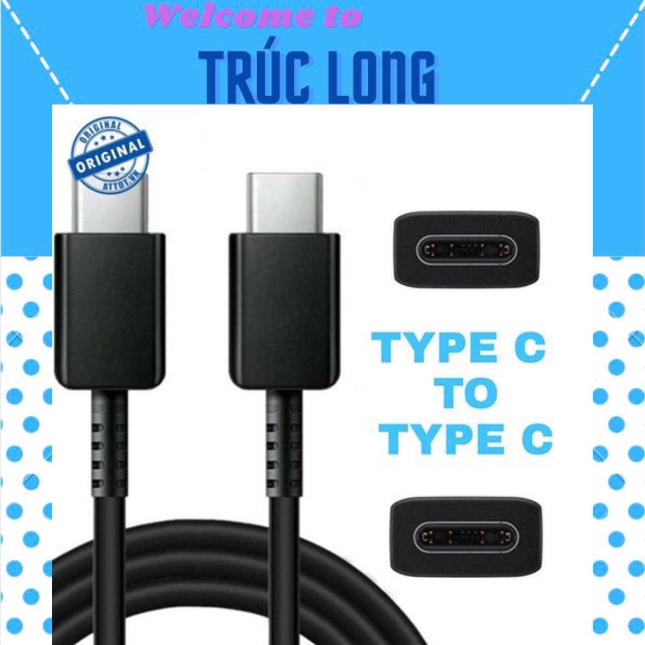 Cáp sạc nhanh chân Type C ra Type C